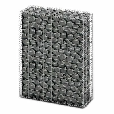 VidaXL Panier de gabion avec couvercle Fil galvanisé 100 x 80 x 30 cm