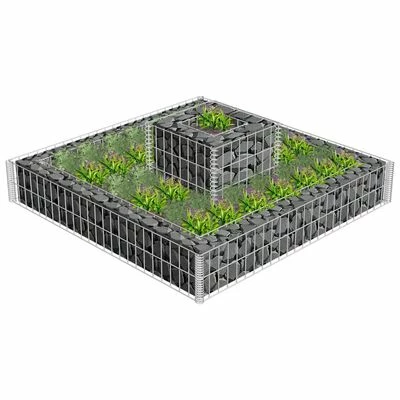 VidaXL Jardinière en gabion Acier galvanisé 120x120x20 cm – Image 2