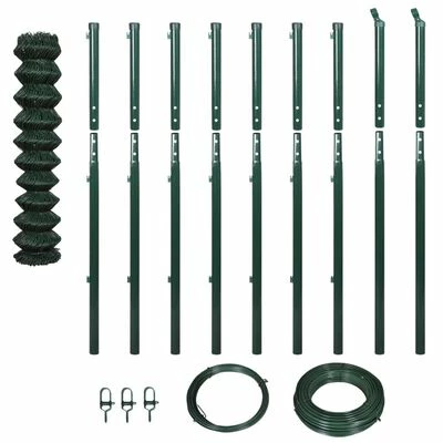 VidaXL Clôture à mailles avec poteaux 1,97 x 15 m Vert
