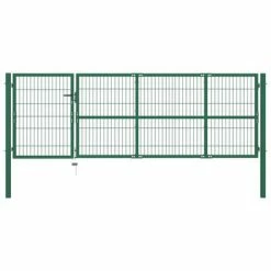 VidaXL Portail de clôture de jardin avec poteaux 350x100 cm Acier Vert