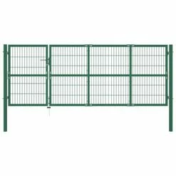 VidaXL Portail de clôture de jardin avec poteaux 350x120 cm Acier Vert