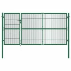 VidaXL Portail de clôture de jardin avec poteaux 350x140 cm Acier Vert