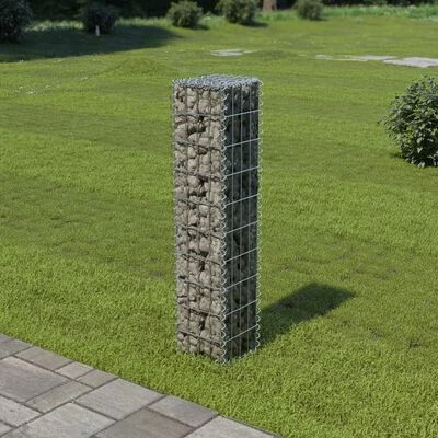 VidaXL Mur à gabion avec couvercles Acier galvanisé 20 x 20 x 100 cm – Image 2