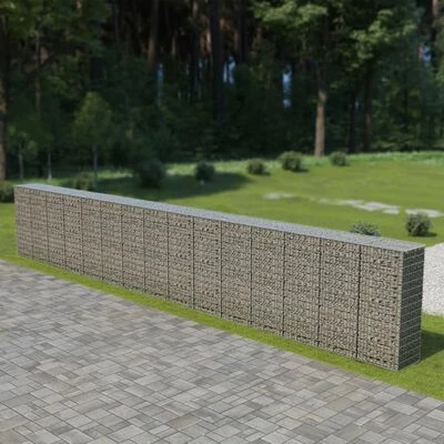 VidaXL Mur à gabion avec couvercles Acier galvanisé 900 x 50 x 150 cm – Image 2