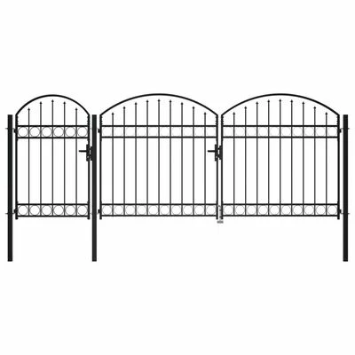 VidaXL Portail de jardin avec dessus arqué Acier 2,25 x 4 m Noir