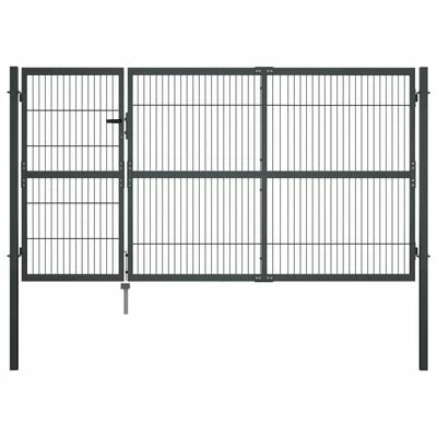 VidaXL Portillon avec poteaux Acier 350 x 140 cm Anthracite