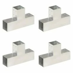 VidaXL Connecteurs de poteau 4 pcs Forme en T Métal galvanisé 81x81 mm