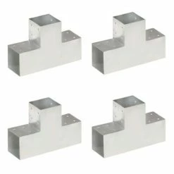 VidaXL Connecteurs de poteau 4pcs Forme en T Métal galvanisé 101x101mm