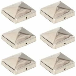 VidaXL Bouchons de poteau de clôture pyramidaux 6 pcs Inox 71x71 mm