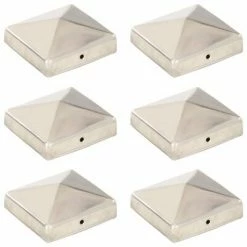 VidaXL Bouchons de poteau de clôture pyramidaux 6 pcs Inox 81x81 mm
