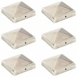 VidaXL Bouchons de poteau de clôture pyramidaux 6 pcs Inox 91x91 mm