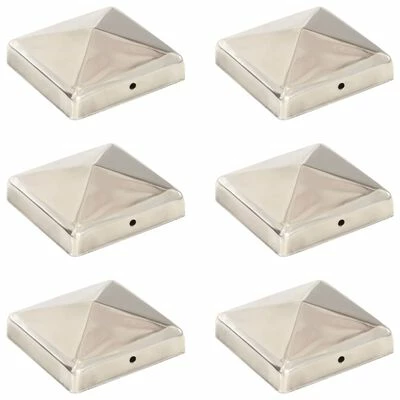 VidaXL Bouchons de poteau de clôture pyramidaux 6 pcs Inox 91x91 mm