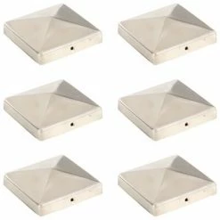 VidaXL Bouchons de poteau de clôture pyramidaux 6 pcs Inox 101x101 mm