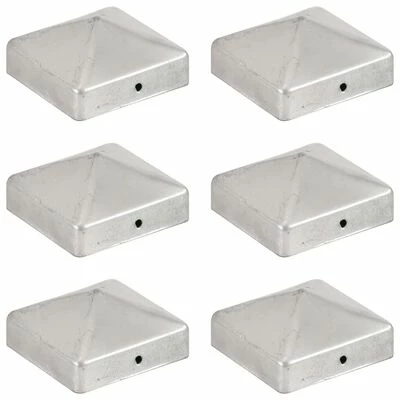 VidaXL Bouchons de poteau de clôture 6 pcs Métal galvanisé 71x71 mm