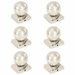 VidaXL Bouchons de poteau 6 pcs Globe final Acier inoxydable 91x91 mm
