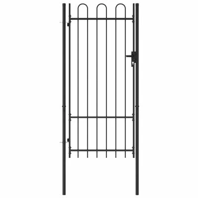 VidaXL Portillon simple porte avec dessus arqué Acier 1x2 m Noir