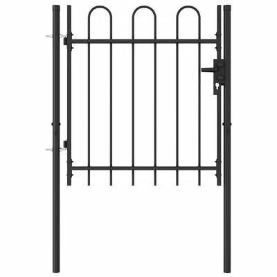 VidaXL Portillon simple porte avec dessus arqué Acier 1x1 m Noir