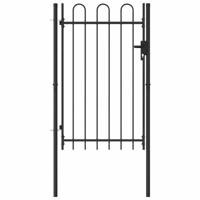 VidaXL Portillon simple porte avec dessus arqué Acier 1x1,5 m Noir