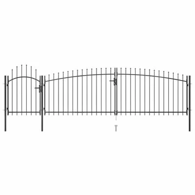 VidaXL Portail de clôture de jardin avec dessus en lance 5x1,75 m Noir