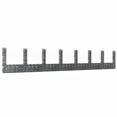 VidaXL Panier de gabion en forme de U avec 8 poteaux Fer 860x20x150 cm – Image 2
