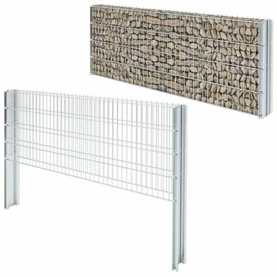 VidaXL Clôture gabion 2D Acier galvanisé 2,008x0,83 m 2m total Argenté – Image 2