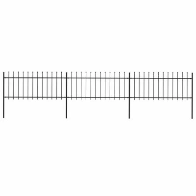 VidaXL Clôture de jardin avec dessus en lance Acier 5,1 x 0,8 m Noir