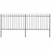 VidaXL Clôture de jardin avec dessus en lance Acier 3,4x1,2 m Noir