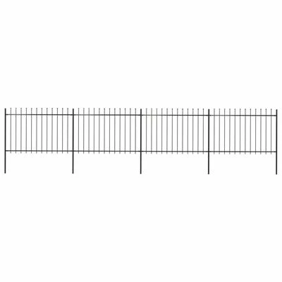 VidaXL Clôture de jardin avec dessus en lance Acier 6,8 x 1,2 m Noir