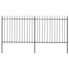 VidaXL Clôture de jardin avec dessus en lance Acier 3,4 x 1,5 m Noir