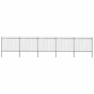 VidaXL Clôture de jardin avec dessus en lance Acier 8,5 x 1,5 m Noir