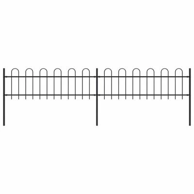 VidaXL Clôture de jardin avec dessus en cerceau Acier 3,4 x 0,6 m Noir