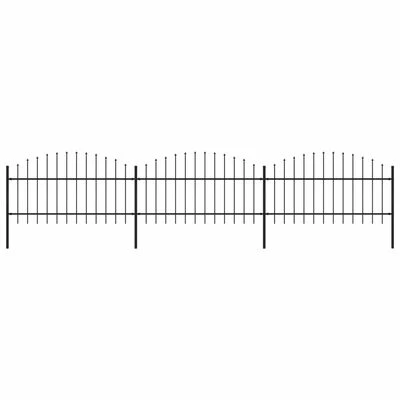 VidaXL Clôture de jardin à dessus en lance Acier (1-1,25)x5,1 m Noir