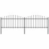 VidaXL Clôture de jardin à dessus en lance Acier (1,25-1,5)x3,4 m Noir