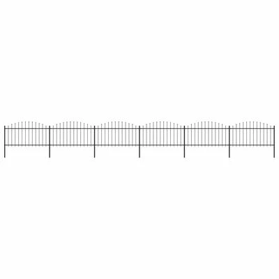 VidaXL Clôture de jardin à dessus en lance Acier (1,25-1,5)x10,2m Noir