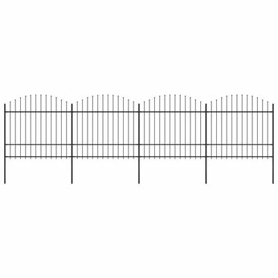 VidaXL Clôture de jardin à dessus en lance Acier (1,5-1,75)x6,8 m Noir