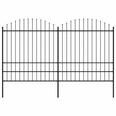 VidaXL Clôture de jardin à dessus en lance Acier (1,75-2)x3,4 m Noir