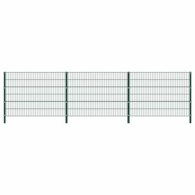 VidaXL Panneau de clôture avec poteaux Fer 5,1 x 1,2 m Vert