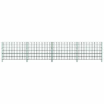 VidaXL Panneau de clôture avec poteaux Fer 6,8 x 1,2 m Vert