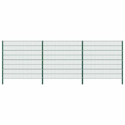 VidaXL Panneau de clôture avec poteaux Fer 5,1 x 1,6 m Vert