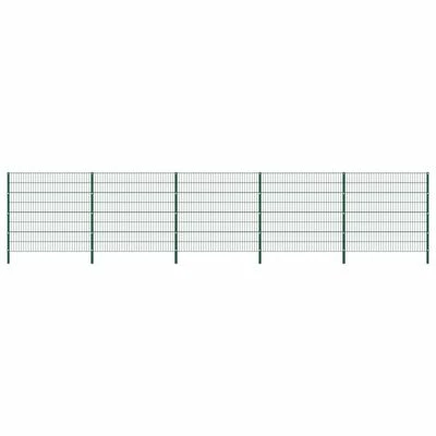 VidaXL Panneau de clôture avec poteaux Fer 8,5 x 1,6 m Vert