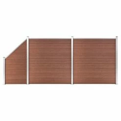 VidaXL Ensemble de clôture WPC 2 Carré + 1 Incliné 446 x 186 cm Marron