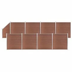 VidaXL Ensemble de clôture WPC 8 Carré + 1 Incliné 1484x186 cm Marron