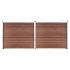 VidaXL Ensemble de panneau de clôture WPC 353x146 cm Marron
