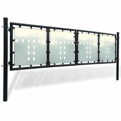 VidaXL Portail simple de clôture Noir 300x125 cm – Image 2