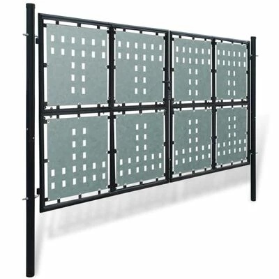 VidaXL Portail simple de clôture Noir 300x200 cm – Image 2