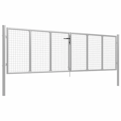 VidaXL Porte de jardin Acier galvanisé 415x150 cm Argenté – Image 2