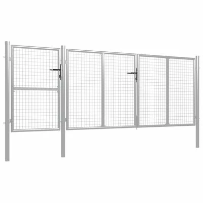 VidaXL Portail de jardin Acier 400 x 125 cm Argenté – Image 2