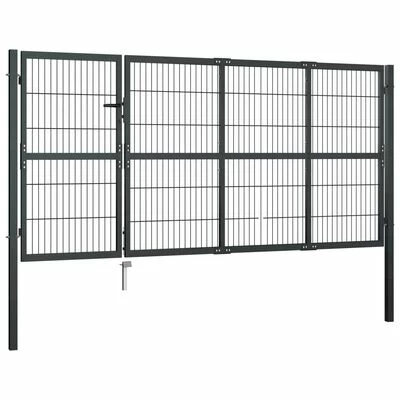 VidaXL Portillon avec poteaux Acier 350 x 120 cm Anthracite – Image 2