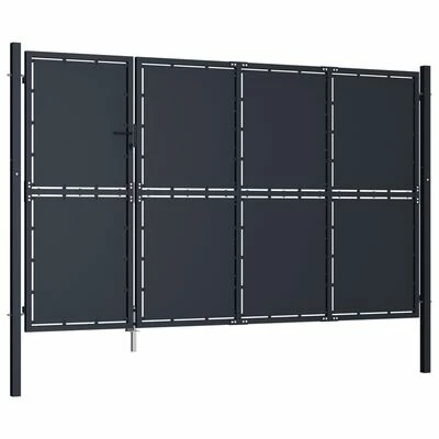 VidaXL Portail de jardin Acier 350 x 150 cm Anthracite – Image 2