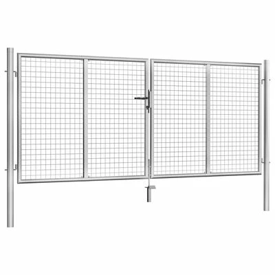 VidaXL Porte de jardin Acier galvanisé 306x175 cm Argenté – Image 2